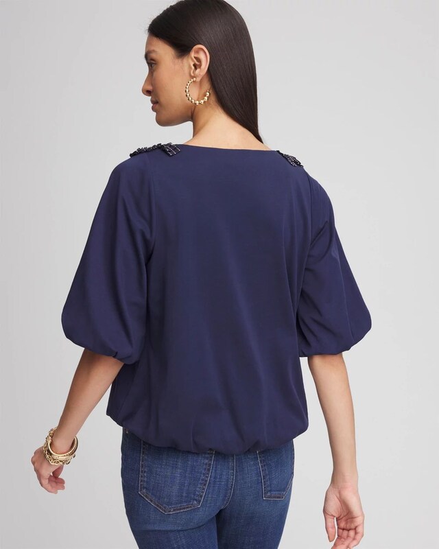 Bubble Hem Pleated Cotton Top - image 3
